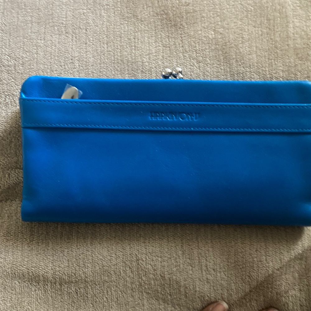 Bright Blue Leather Clutch